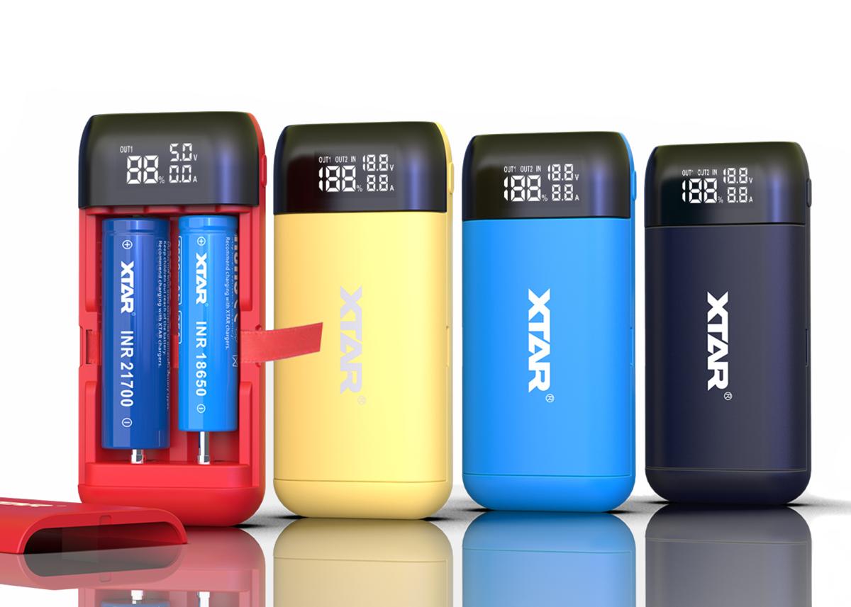 XTAR PB2SL, Ladegerät und Powerbank 2-Slot, 18650 bis 21700, QC3.0