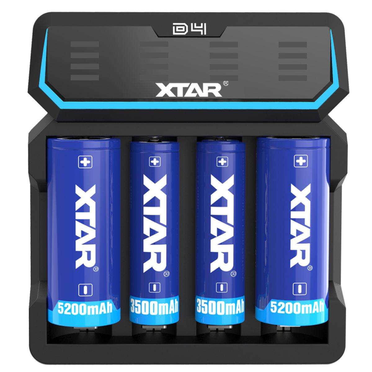 XTAR D4 Ladegerät 4-Slot mit integriertem Netzteil 240 VAC