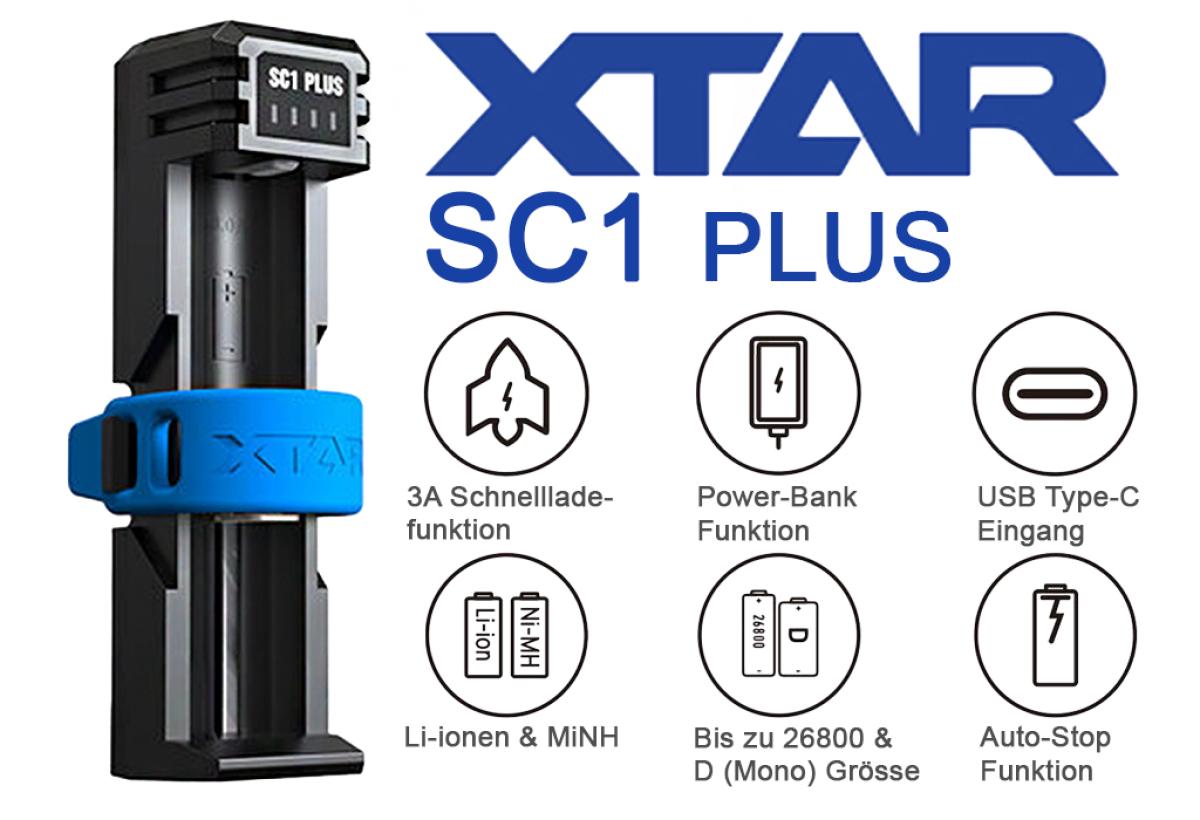 Xtar SC1 Plus Schnelllade-Reise-Ladegerät für Li-Ionen und NiMH Akkus