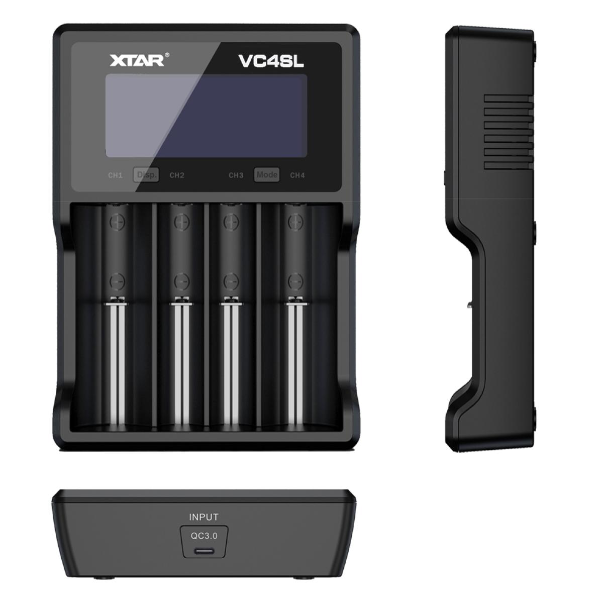 XTAR VC4SL Ladegerät 4-Slot mit Display QC3