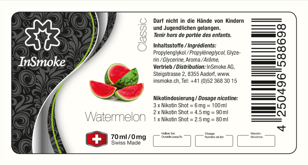 InSmoke, Wassermelone, 70ml, MHD Rabatt