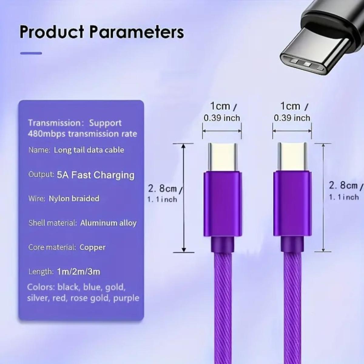 USB-C zu USB-C Ladekabel (Typ-C) 60W 1m